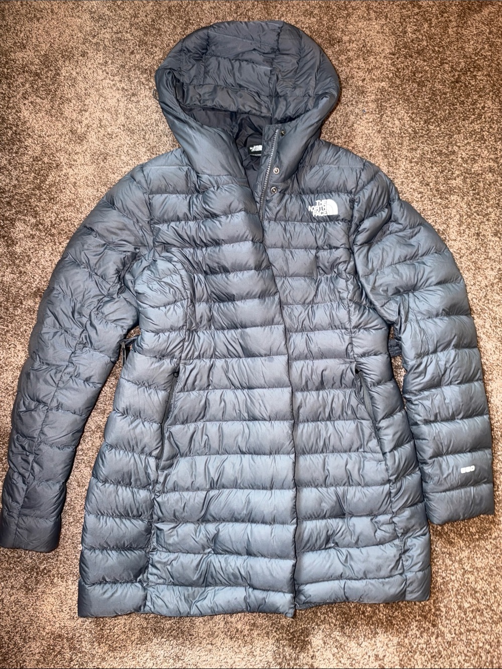 The North Face Women's Quilted Hooded Puffer Jacket - Charcoal Gray